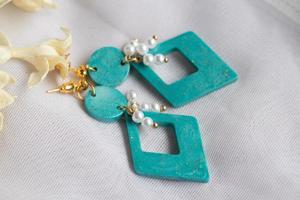Handmade resin earrings, fashion jewelry. photo