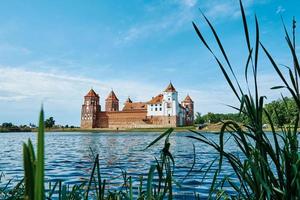 Mir castle complex in a summer day with blue cloudy sky photo