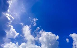 Blue sky with beautiful clouds on sunny day in Mexico. photo