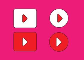 Red and White play button vector icons