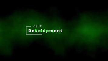 Professional agile development word cloud with agility terms tag cloud for SCRUM masters and agile coaches for processes in backlog and project realization conceptual tags technical terms scrum sprint video