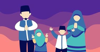 Happy Eid Mubarak Family Video Animation. Great for animation, greeting, movie, footage, islamic video, event, etc.