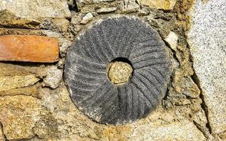 Rough stone and brick wall texture pattern Puerto Escondido Mexico. photo