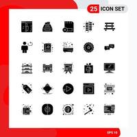 Pictogram Set of 25 Simple Solid Glyphs of chinese removed database hardware computers Editable Vector Design Elements