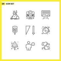 Pictogram Set of 9 Simple Outlines of sort samples map sugar test blood Editable Vector Design Elements