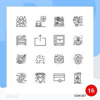 16 Universal Outlines Set for Web and Mobile Applications bed engineering internet electronics assemble Editable Vector Design Elements