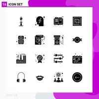 Group of 16 Solid Glyphs Signs and Symbols for hardware computer strategy chip page Editable Vector Design Elements