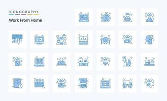 25 Work From Home Blue icon pack vector