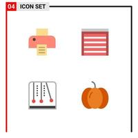 Group of 4 Modern Flat Icons Set for printer mechanics door house food Editable Vector Design Elements