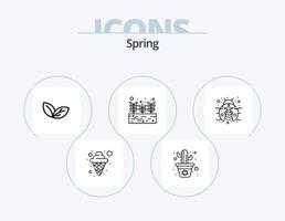 Spring Line Icon Pack 5 Icon Design. bird. stick. brightness. ice. cream vector