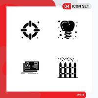 4 User Interface Solid Glyph Pack of modern Signs and Symbols of insurance card implanting id home Editable Vector Design Elements
