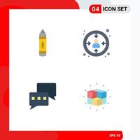User Interface Pack of 4 Basic Flat Icons of drawing chat sketch experience box Editable Vector Design Elements