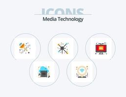 paquete de iconos planos de tecnología de medios 5 diseño de iconos. medios de comunicación. computadora. comunicación. conexión. la red vector