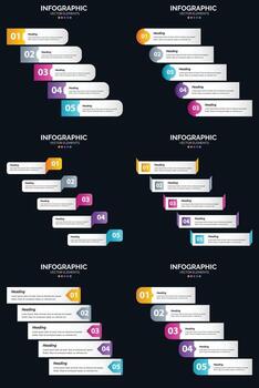 Vector 6 Infographics Pack Presentation slide template 5 Steps cycle diagrams and timelines