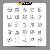 25 Universal Line Signs Symbols of motivation text board clipboard multimedia Editable Vector Design Elements
