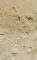 Footprint footprints on the beach sand by the water Mexico. photo