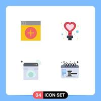 4 Universal Flat Icon Signs Symbols of add internet graphics love machine Editable Vector Design Elements