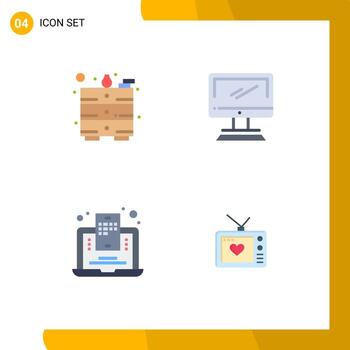 User Interface Pack of 4 Basic Flat Icons of draw blogger computer imac web blogging Editable Vector Design Elements