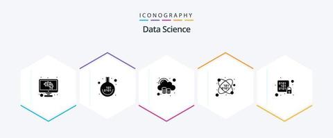 paquete de iconos de 25 glifos de ciencia de datos que incluye candado. datos. nube. Ciencias. espacio vector