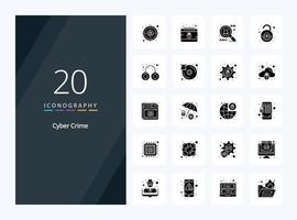 20 Cyber Crime Solid Glyph icon for presentation vector