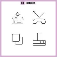 Modern Set of 4 Filledline Flat Colors and symbols such as open product quadruple product phone extractor Editable Vector Design Elements