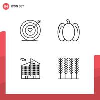 4 iconos creativos signos y símbolos modernos de la oficina de destino boda verduras alimentos elementos de diseño vectorial editables vector