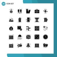 25 Universal Solid Glyphs Set for Web and Mobile Applications bone healthcare fashion adn kit Editable Vector Design Elements