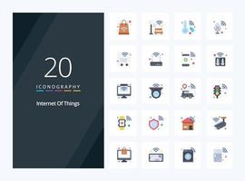 20 Internet Of Things Flat Color icon for presentation vector