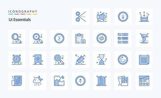 25 Ui Essentials Blue icon pack vector