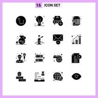 paquete de iconos de vector de stock de 16 signos y símbolos de línea para corel de hielo agregar vehículos de formato cdr elementos de diseño de vector editables