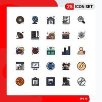 Mobile Interface Filled line Flat Color Set of 25 Pictograms of rugby search house market file Editable Vector Design Elements