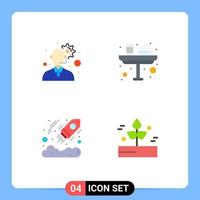 4 Flat Icon concept for Websites Mobile and Apps customer service currency breakfast glass startup Editable Vector Design Elements