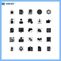 Pack of 25 Modern Solid Glyphs Signs and Symbols for Web Print Media such as growing resources seo management hr Editable Vector Design Elements