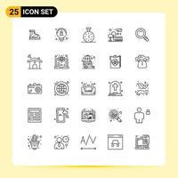 Universal Icon Symbols Group of 25 Modern Lines of search park stopwatch cityscape building Editable Vector Design Elements