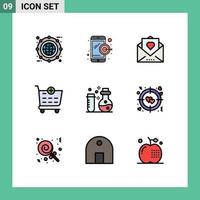 conjunto de 9 iconos de interfaz de usuario modernos símbolos signos para matraces carrito de compras corazón agregar elementos de diseño vectorial editables de acción de gracias vector