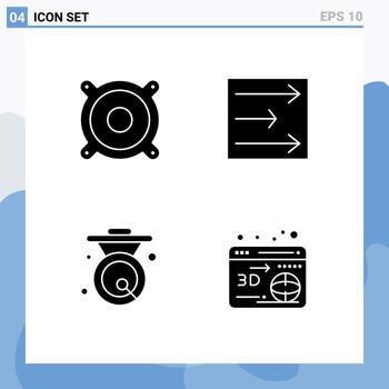 conjunto de 4 glifos sólidos vectoriales en cuadrícula para dispositivos gong flecha asiático web elementos de diseño vectorial editables vector