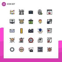 User Interface Pack of 25 Basic Filled line Flat Colors of gadget connected business computers portfolio Editable Vector Design Elements