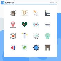 Universal Icon Symbols Group of 16 Modern Flat Colors of location map screw driver green factory eco manufacturing Editable Pack of Creative Vector Design Elements