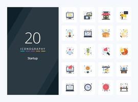 20 icono de color plano de inicio para presentación vector