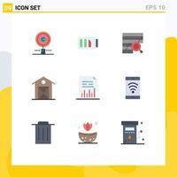 Modern Set of 9 Flat Colors and symbols such as farm autumn simple graph chart Editable Vector Design Elements