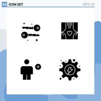 Modern Set of 4 Solid Glyphs and symbols such as cryptography avatar window love human Editable Vector Design Elements