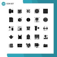 Mobile Interface Solid Glyph Set of 25 Pictograms of laundry drip dry direction clothing setting Editable Vector Design Elements