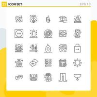 Pictogram Set of 25 Simple Lines of attention education science cap online Editable Vector Design Elements