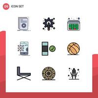 Filledline Flat Color Pack of 9 Universal Symbols of mobile coding tool application time Editable Vector Design Elements