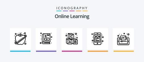 Online Learning Line 5 Icon Pack Including kids. internet. online study. globe. learning. Creative Icons Design vector