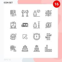 Stock Vector Icon Pack of 16 Line Signs and Symbols for finance trolley corporate bus goals Editable Vector Design Elements