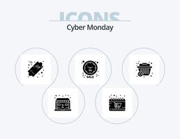 Cyber Monday Glyph Icon Pack 5 Icon Design. basket. discount. shop. cyber. percent vector