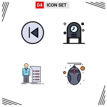 Modern Set of 4 Filledline Flat Colors and symbols such as arrow business arrows left clock graph Editable Vector Design Elements