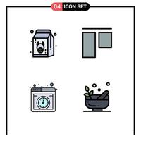 Universal Icon Symbols Group of 4 Modern Filledline Flat Colors of diet hosting healthy top online Editable Vector Design Elements