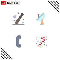 Set of 4 Vector Flat Icons on Grid for ball dish gym antenna call Editable Vector Design Elements